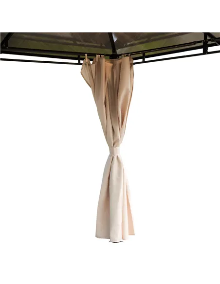 Outsunny 3 x 3.6m Hardtop Gazebo Canopy with Polycarbonate Roof Garden Pavilion with Removable Curtains and Steel Frame, Brown