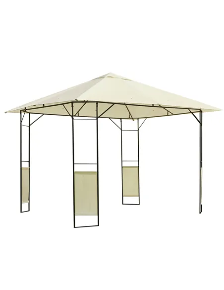Outsunny 3 x 3 Meters Patio Garden Metal Gazebo Marquee Steel Frame with Canopy Awning Tent Water Resistant Cream