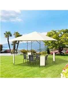 Outsunny 3 x 3 Meters Patio Garden Metal Gazebo Marquee Steel Frame with Canopy Awning Tent Water Resistant Cream 2