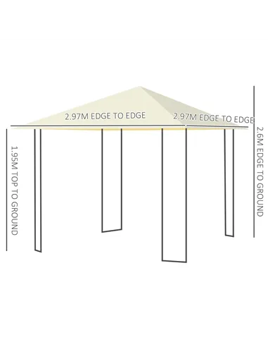 Outsunny 3 x 3 Meters Patio Garden Metal Gazebo Marquee Steel Frame with Canopy Awning Tent Water Resistant Cream