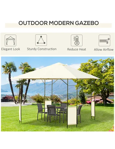 Outsunny 3 x 3 Meters Patio Garden Metal Gazebo Marquee Steel Frame with Canopy Awning Tent Water Resistant Cream