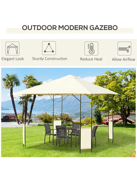 Outsunny 3 x 3 Meters Patio Garden Metal Gazebo Marquee Steel Frame with Canopy Awning Tent Water Resistant Cream
