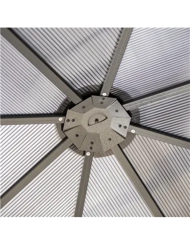 Outsunny 3 x 3(m) Hardtop Gazebo Canopy with Polycarbonate Roof, Permanent Pavilion Garden Gazebo with Curtains for Patio, Deck,