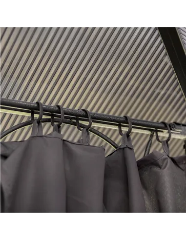 Outsunny 3 x 3(m) Hardtop Gazebo Canopy with Polycarbonate Roof, Permanent Pavilion Garden Gazebo with Curtains for Patio, Deck,