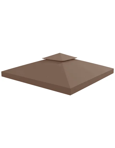 Outsunny 3x3 m Double-Tier Canopy Top Replacement-Coffee