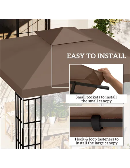 Outsunny 3x3 m Double-Tier Canopy Top Replacement-Coffee