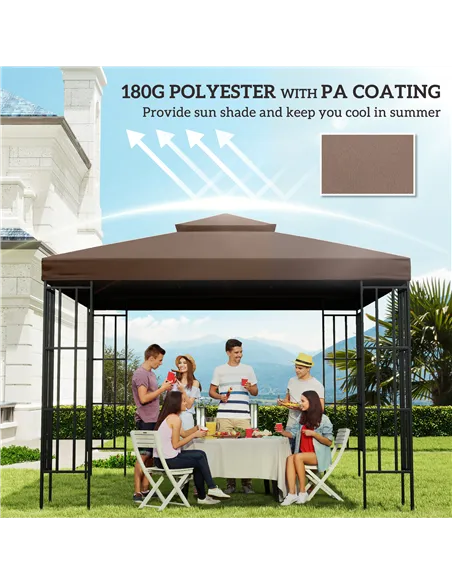 Outsunny 3x3 m Double-Tier Canopy Top Replacement-Coffee