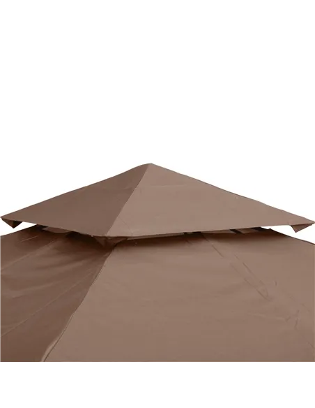 Outsunny 3x3 m Double-Tier Canopy Top Replacement-Coffee