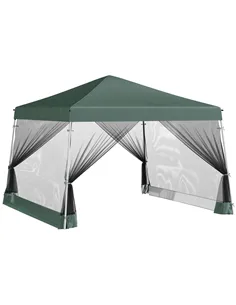 Outsunny Outdoor Garden Pop-up Gazebo Canopy Tent Sun Shade Event Shelter Folding with Adjustable Height, Mesh Screen Side Walls