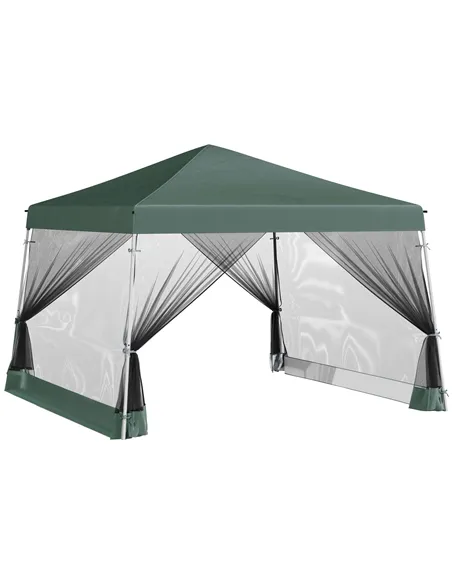 Outsunny Outdoor Garden Pop-up Gazebo Canopy Tent Sun Shade Event Shelter Folding with Adjustable Height, Mesh Screen Side Walls