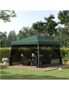 Outsunny Outdoor Garden Pop-up Gazebo Canopy Tent Sun Shade Event Shelter Folding with Adjustable Height, Mesh Screen Side Walls 2