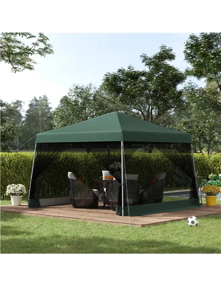 Outsunny Outdoor Garden Pop-up Gazebo Canopy Tent Sun Shade Event Shelter Folding with Adjustable Height, Mesh Screen Side Walls