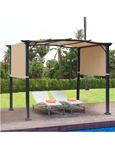 Outsunny Outdoor Retractable Pergola Garden Gazebo with Two Adjustable Side Canopy Overhead Sun Shade Backyard Canopy Cover, Ste 2