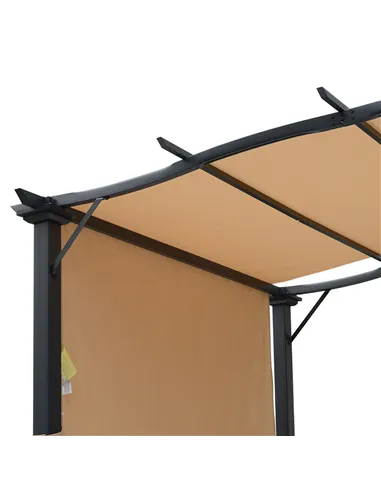 Outsunny Outdoor Retractable Pergola Garden Gazebo with Two Adjustable Side Canopy Overhead Sun Shade Backyard Canopy Cover, Ste