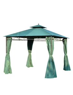 Outsunny 3(m) x 3(m) Metal Garden Gazebo Marquee Party Tent Patio Canopy Pavilion + Sidewalls - Green