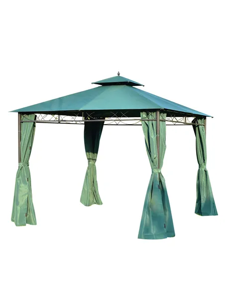 Outsunny 3(m) x 3(m) Metal Garden Gazebo Marquee Party Tent Patio Canopy Pavilion + Sidewalls - Green