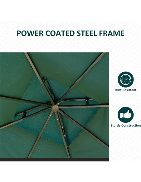 Outsunny 3(m) x 3(m) Metal Garden Gazebo Marquee Party Tent Patio Canopy Pavilion + Sidewalls - Green