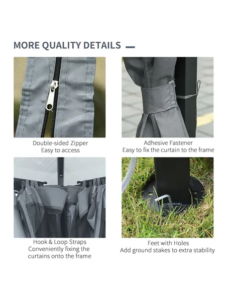 Outsunny 3 x 4m Hardtop Gazebo Canopy with Polycarbonate Roof, Aluminium Frame, Permanent Pavilion Garden Gazebo with Netting an