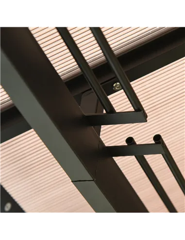 Outsunny 3 x 4m Hardtop Gazebo Canopy with Polycarbonate Roof, Aluminium Frame, Permanent Pavilion Garden Gazebo with Netting an