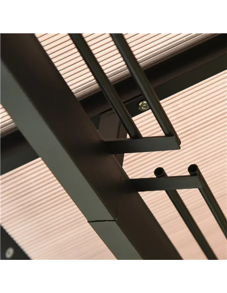 Outsunny 3 x 4m Hardtop Gazebo Canopy with Polycarbonate Roof, Aluminium Frame, Permanent Pavilion Garden Gazebo with Netting an