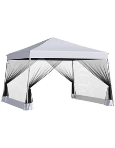 Outsunny Outdoor Garden Pop-up Gazebo Canopy Tent Sun Shade Event Shelter Folding with Adjustable Height, Mesh Screen Side Walls