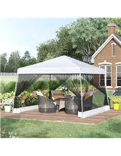 Outsunny Outdoor Garden Pop-up Gazebo Canopy Tent Sun Shade Event Shelter Folding with Adjustable Height, Mesh Screen Side Walls 2