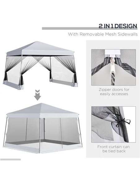 Outsunny Outdoor Garden Pop-up Gazebo Canopy Tent Sun Shade Event Shelter Folding with Adjustable Height, Mesh Screen Side Walls