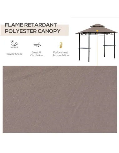 Outsunny 2.5x1.5m (8'x5') Grill Gazebo Canopy, Double Tiered Outdoor BBQ Gazebo Shelter with 2 Side Shelves for Garden, Patio, B