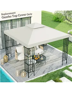 Outsunny Gazebo Replacement Canopy 3x3 m-Cream White 2