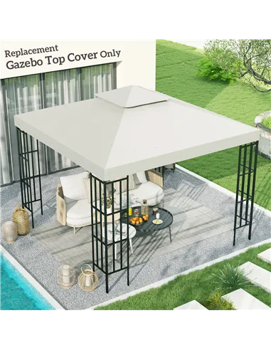 Outsunny Gazebo Replacement Canopy 3x3 m-Cream White