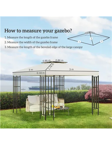 Outsunny Gazebo Replacement Canopy 3x3 m-Cream White