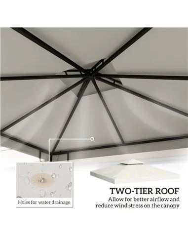 Outsunny Gazebo Replacement Canopy 3x3 m-Cream White