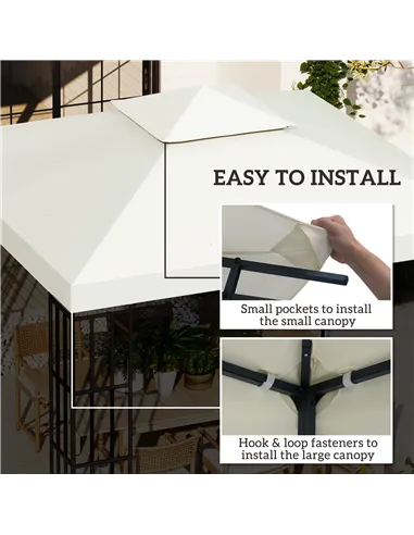 Outsunny Gazebo Replacement Canopy 3x3 m-Cream White