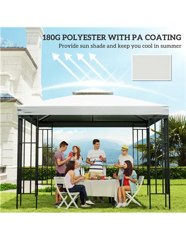 Outsunny Gazebo Replacement Canopy 3x3 m-Cream White