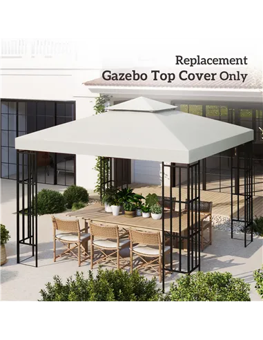 Outsunny Gazebo Replacement Canopy 3x3 m-Cream White