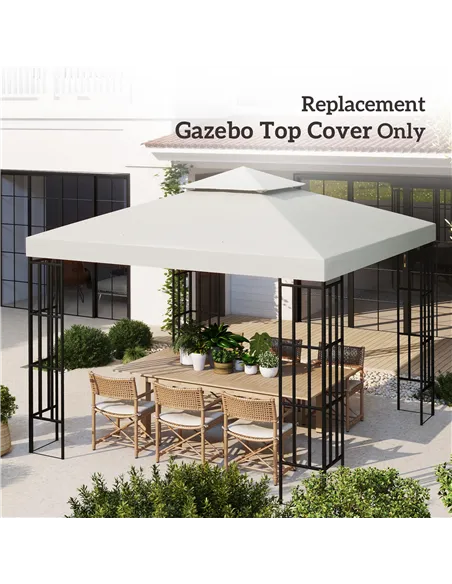 Outsunny Gazebo Replacement Canopy 3x3 m-Cream White