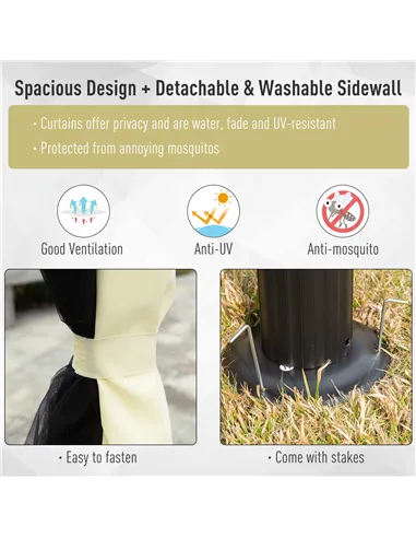 Outsunny 4 x 3 m Aluminum Garden Gazebo, Double Roof Outdoor Gazebo Canopy Shelter with Netting & Curtains for Garden, Lawn, Bac