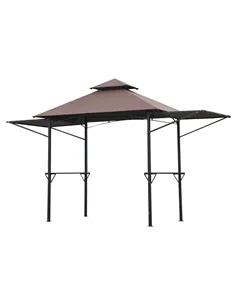 Outsunny 2.4 x 1.5 m (8' x 5') Grill Gazebo Canopy with Extendable Side Awnings, Outdoor BBQ Gazebo Shelter with 2 Side Shelves 