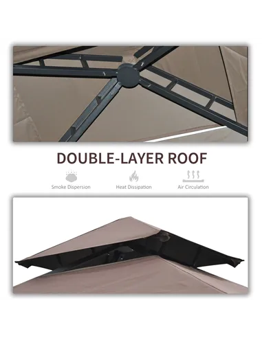 Outsunny 2.4 x 1.5 m (8' x 5') Grill Gazebo Canopy with Extendable Side Awnings, Outdoor BBQ Gazebo Shelter with 2 Side Shelves 