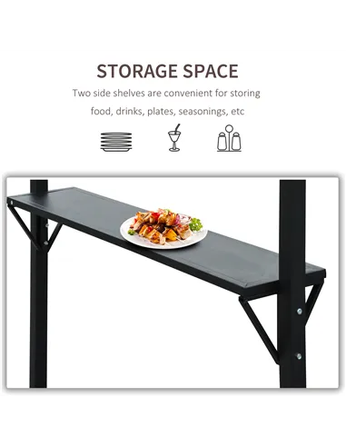 Outsunny 2.4 x 1.5 m (8' x 5') Grill Gazebo Canopy with Extendable Side Awnings, Outdoor BBQ Gazebo Shelter with 2 Side Shelves 