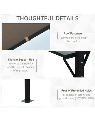 Outsunny 2.4 x 1.5 m (8' x 5') Grill Gazebo Canopy with Extendable Side Awnings, Outdoor BBQ Gazebo Shelter with 2 Side Shelves 