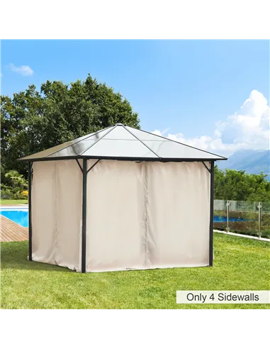 Outsunny Replacement Gazebo Curtains, 4-Panel Gazebo Side Panels Only, for 3 x 3 (M) Gazebos or Pergolas, Hooks/C-Rings Included