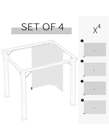 Outsunny Replacement Gazebo Curtains, 4-Panel Gazebo Side Panels Only, for 3 x 3 (M) Gazebos or Pergolas, Hooks/C-Rings Included