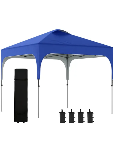 Outsunny 3 x 3(M) Pop Up Gazebo, UPF 50+ Foldable Canopy Tent with Wheeled Carrybag, 4 Leg Weight Bags, Height Adjustable Marque