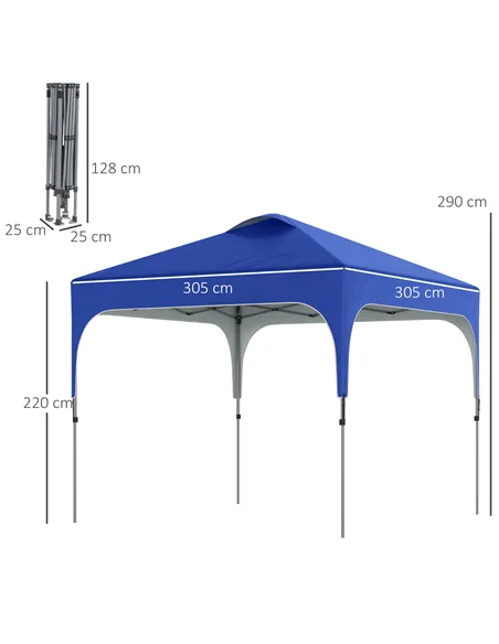 Outsunny 3 x 3(M) Pop Up Gazebo, UPF 50+ Foldable Canopy Tent with Wheeled Carrybag, 4 Leg Weight Bags, Height Adjustable Marque