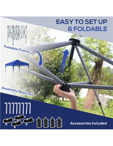 Outsunny 3 x 3(M) Pop Up Gazebo, UPF 50+ Foldable Canopy Tent with Wheeled Carrybag, 4 Leg Weight Bags, Height Adjustable Marque