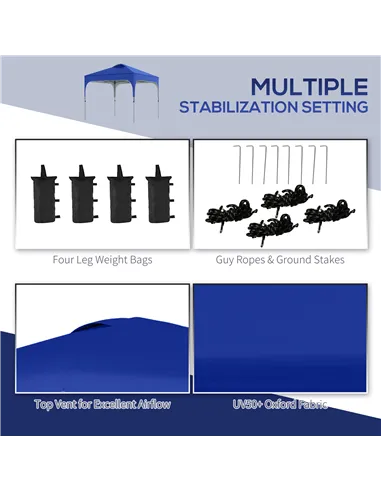 Outsunny 3 x 3(M) Pop Up Gazebo, UPF 50+ Foldable Canopy Tent with Wheeled Carrybag, 4 Leg Weight Bags, Height Adjustable Marque