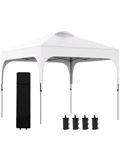 Outsunny 3 x 3(M) Pop Up Gazebo, UPF 50+ Foldable Canopy Tent with Wheeled Carrybag, 4 Leg Weight Bags, Height Adjustable Marque
