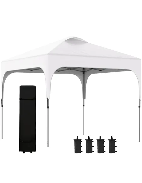 Outsunny 3 x 3(M) Pop Up Gazebo, UPF 50+ Foldable Canopy Tent with Wheeled Carrybag, 4 Leg Weight Bags, Height Adjustable Marque