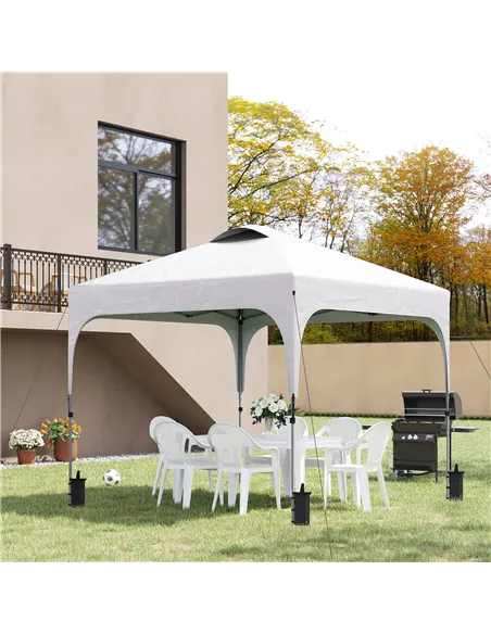 Outsunny 3 x 3(M) Pop Up Gazebo, UPF 50+ Foldable Canopy Tent with Wheeled Carrybag, 4 Leg Weight Bags, Height Adjustable Marque